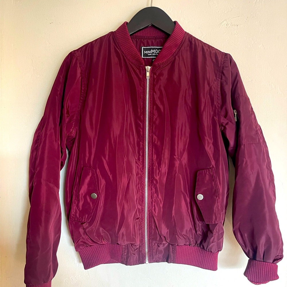 Burgundy Bomber Jacket ~ 90s style